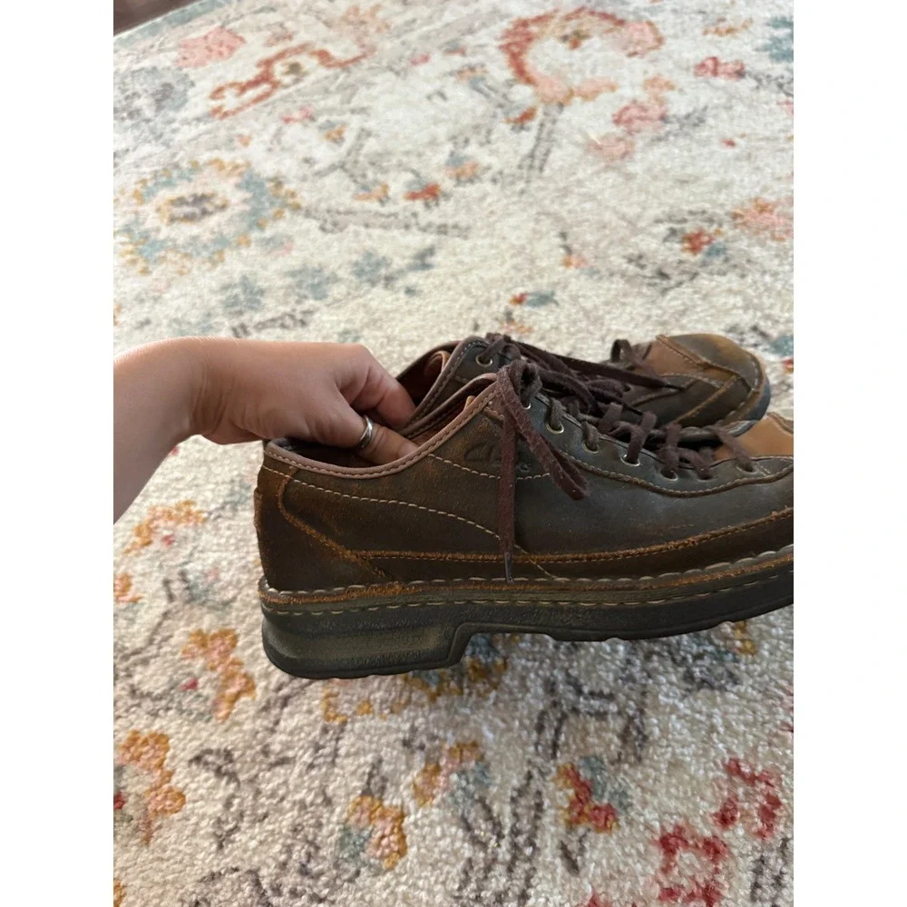 Clarks Active Air Mens‎ Brown Leather Lace Up Oxford Shoes Distressed Stitched